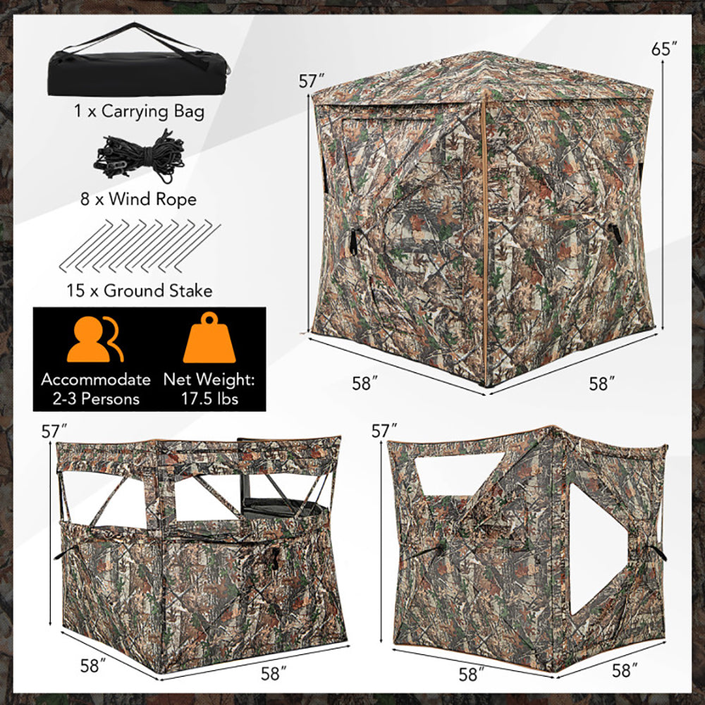 5-IN-1 Detachable Hunting Blind For 2-3 People With Skylight - view 3