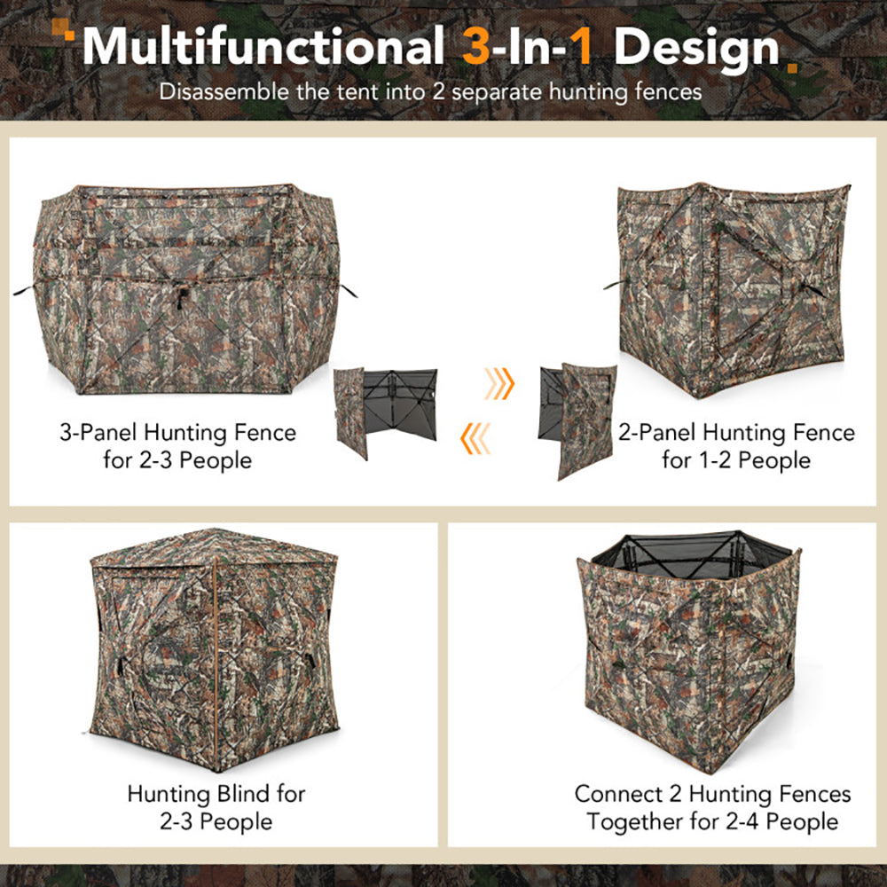 5-IN-1 Detachable Hunting Blind For 2-3 People With Skylight - view 4